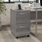 Classeur mobile Noyer Hickory/Gris/Blanc avec 2 tiroirs verrouillables et roulettes doubles
