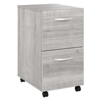 Classeur mobile Noyer Hickory/Gris/Blanc avec 2 tiroirs verrouillables et roulettes doubles