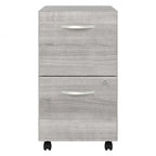 Classeur mobile Noyer Hickory/Gris/Blanc avec 2 tiroirs verrouillables et roulettes doubles