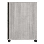 Classeur mobile Noyer Hickory/Gris/Blanc avec 2 tiroirs verrouillables et roulettes doubles