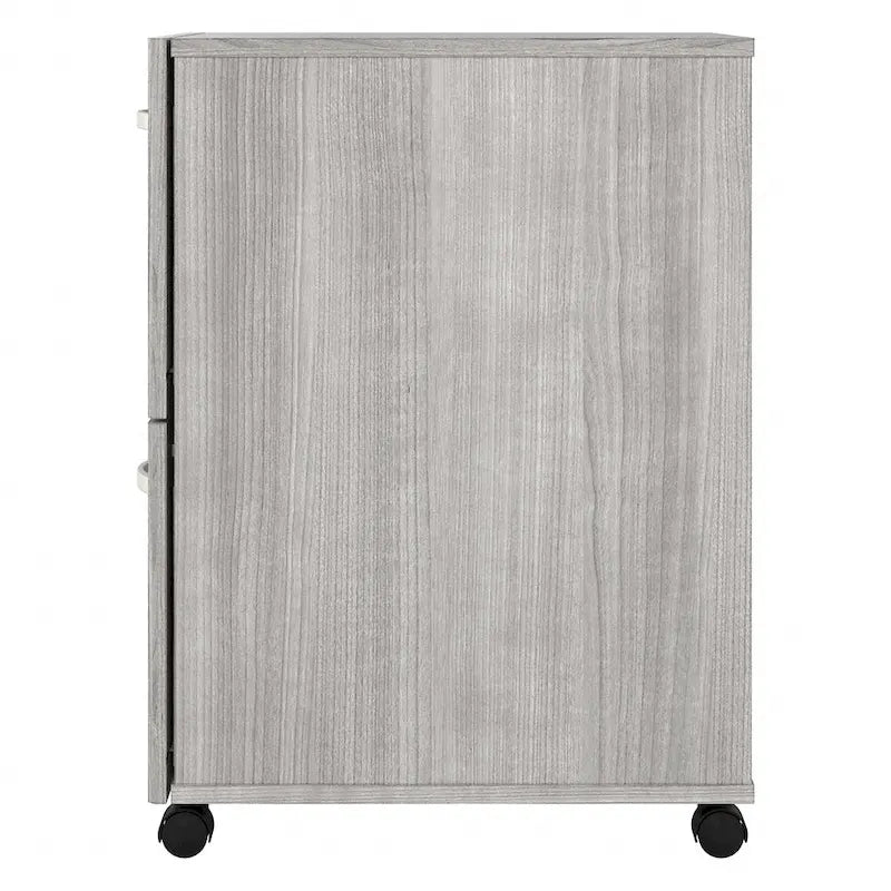 Classeur mobile Noyer Hickory/Gris/Blanc avec 2 tiroirs verrouillables et roulettes doubles
