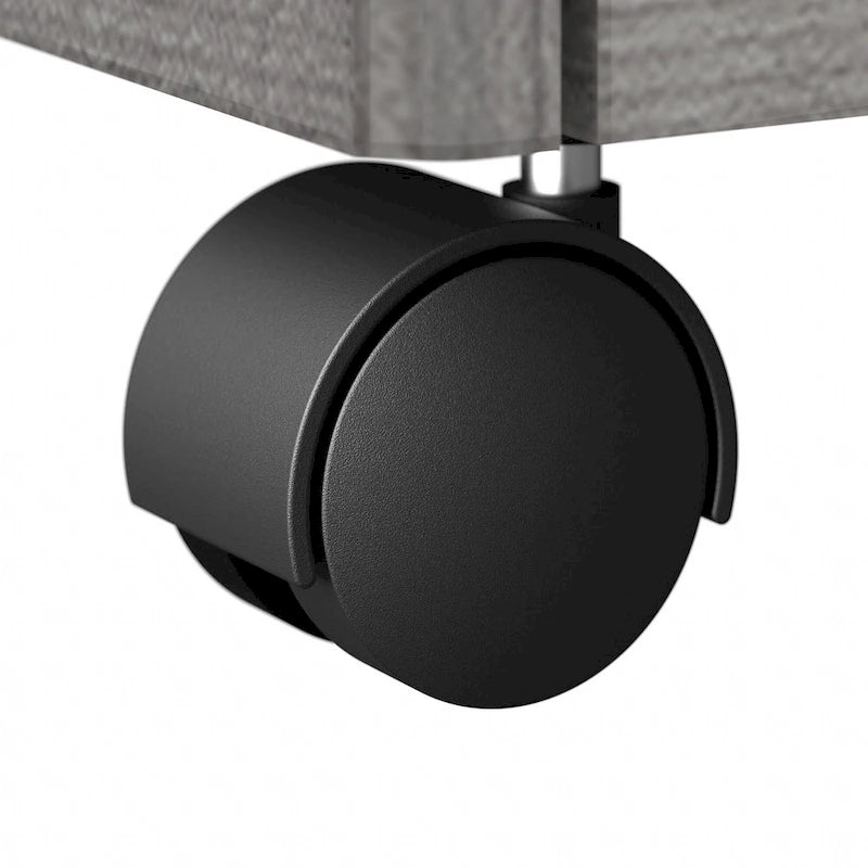 Classeur mobile Noyer Hickory/Gris/Blanc avec 2 tiroirs verrouillables et roulettes doubles