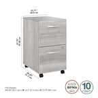 Classeur mobile Noyer Hickory/Gris/Blanc avec 2 tiroirs verrouillables et roulettes doubles