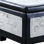 Poufs de rangement à pieds en bois, motif écossais beige/gris/bleu/marron, ensemble de 3 pièces