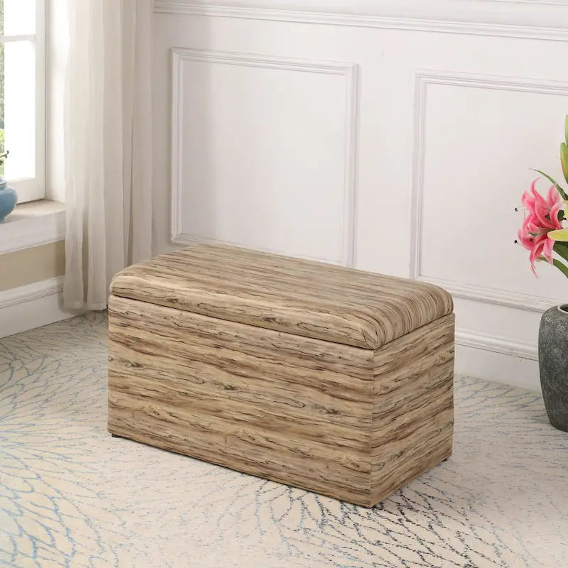 Poufs de rangement à pieds en bois, motif écossais beige/gris/bleu/marron, ensemble de 3 pièces