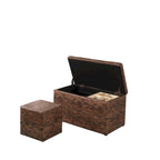 Poufs de rangement à pieds en bois, motif écossais beige/gris/bleu/marron, ensemble de 3 pièces