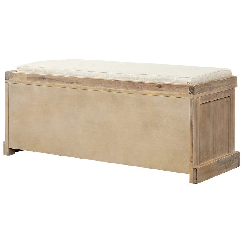 Banc de rangement Blanc délavé/Blanc/Espresso/Marine avec 3 paniers en rotin