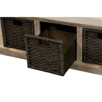 Banc de rangement Blanc délavé/Blanc/Espresso/Marine avec 3 paniers en rotin