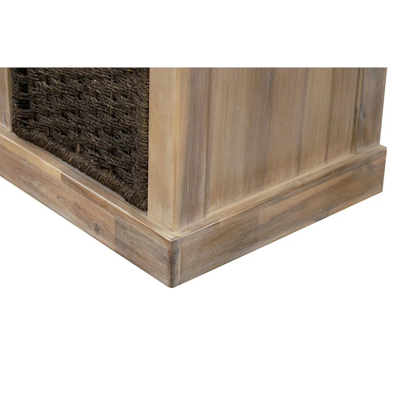 Banc de rangement Blanc délavé/Blanc/Espresso/Marine avec 3 paniers en rotin