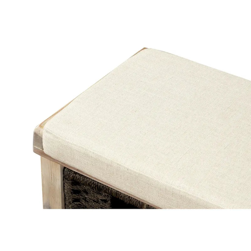 Banc de rangement Blanc délavé/Blanc/Espresso/Marine avec 3 paniers en rotin