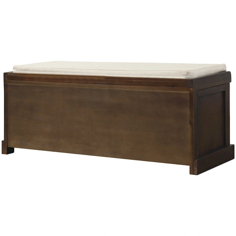 Banc de rangement Blanc délavé/Blanc/Espresso/Marine avec 3 paniers en rotin