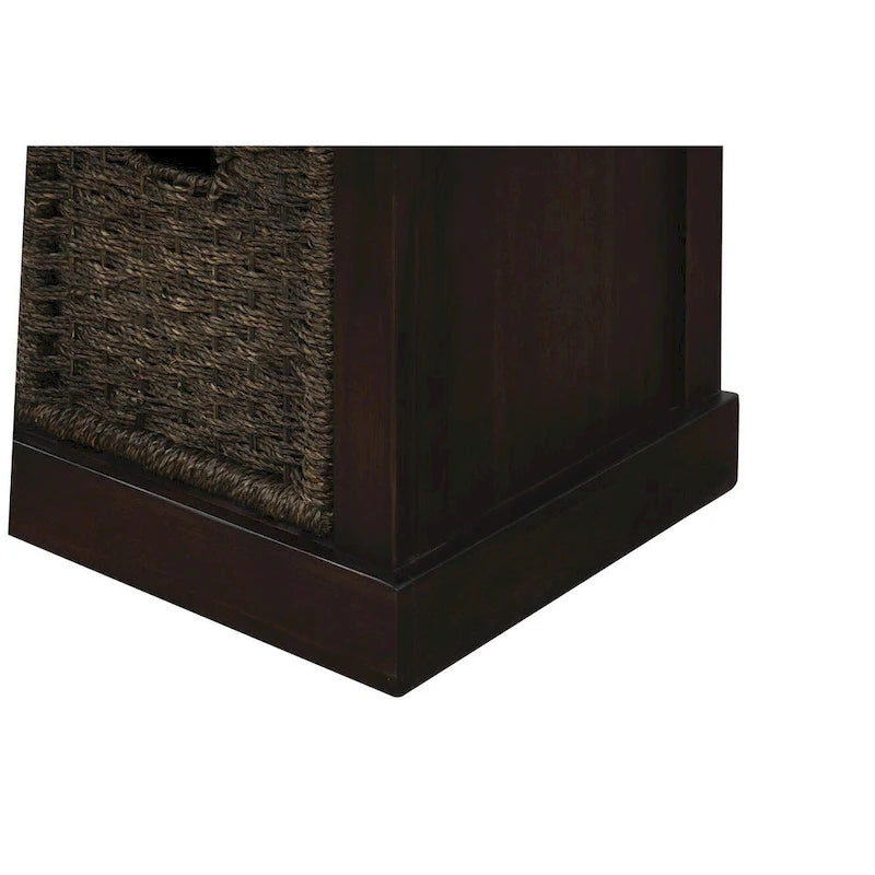 Banc de rangement Blanc délavé/Blanc/Espresso/Marine avec 3 paniers en rotin