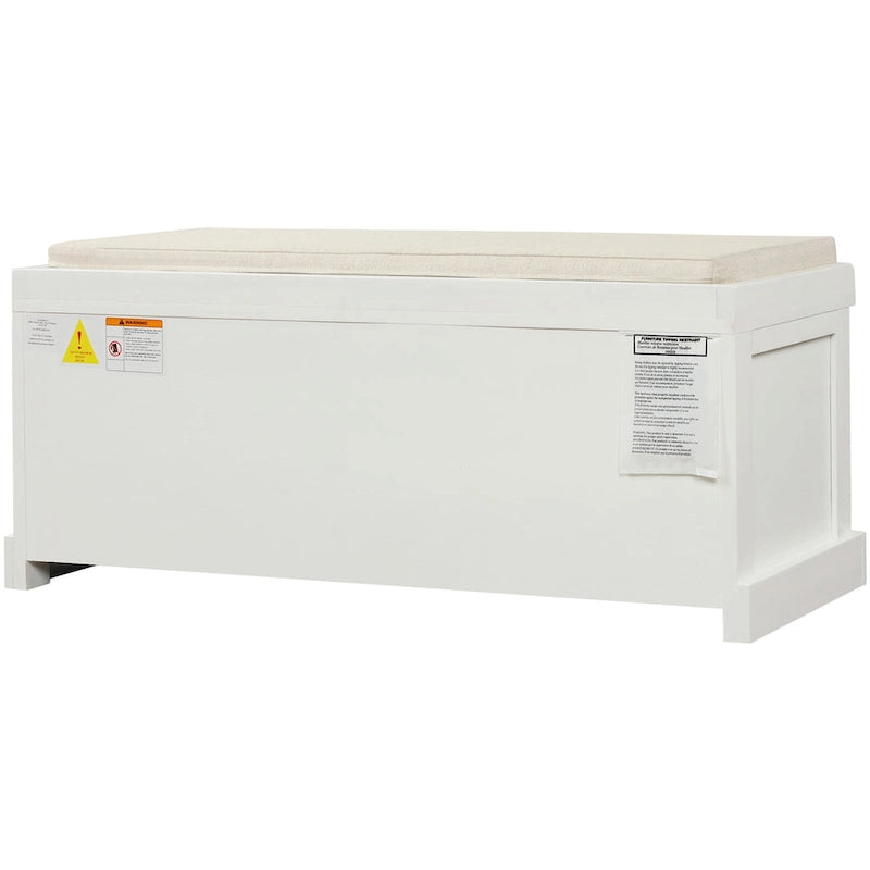 Banc de rangement Blanc délavé/Blanc/Espresso/Marine avec 3 paniers en rotin