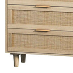 Commode 6 tiroirs en rotin naturel/noir meuble de rangement