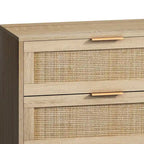 Commode 6 tiroirs en rotin naturel/noir meuble de rangement