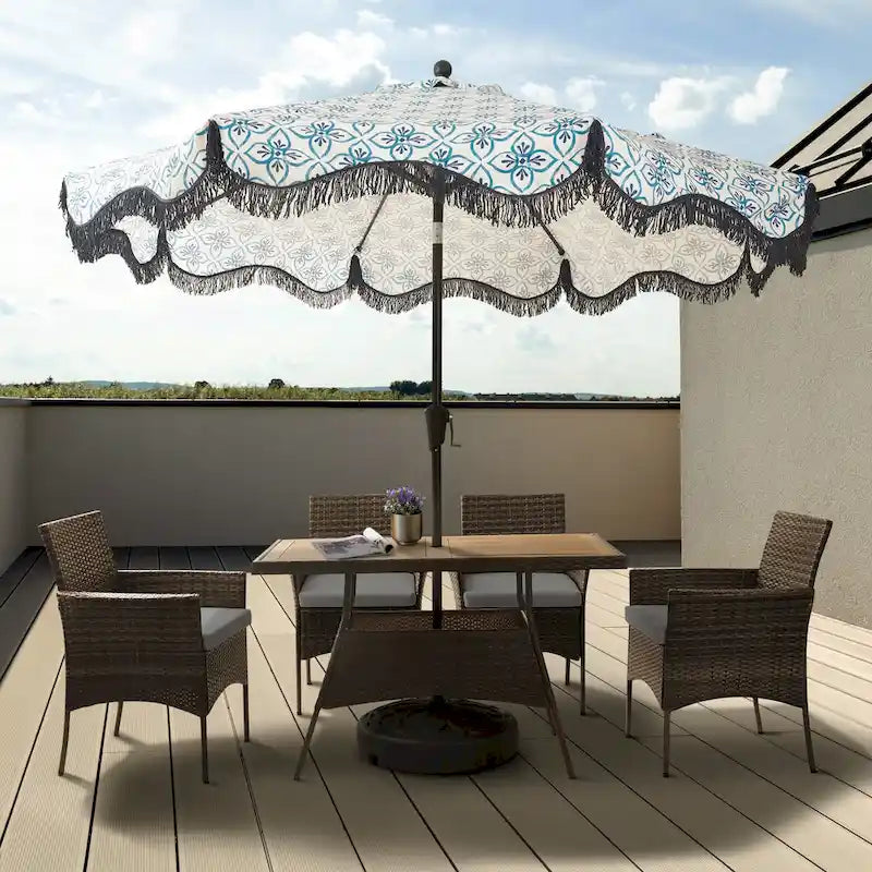 Teamson Home - 5-piece Brown Rattan Patio Dining Set - 47L x 27.6W x 29H