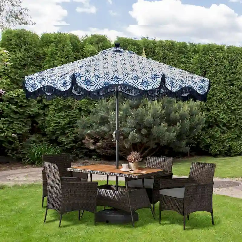 Teamson Home - Ensemble de salle à manger d'extérieur 5 pièces en rotin marron - 119,4L x 70,1l x 73,7H