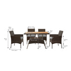 Teamson Home - Ensemble de salle à manger d'extérieur 5 pièces en rotin marron - 119,4L x 70,1l x 73,7H