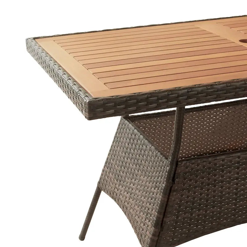 Teamson Home - Ensemble de salle à manger d'extérieur 5 pièces en rotin marron - 119,4L x 70,1l x 73,7H
