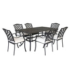 Ensemble de salle à manger rectangulaire Torino Aluminium 7 pièces avec 6 chaises à accoudoirs - N/A