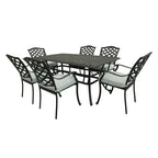 Ensemble de salle à manger rectangulaire Torino Aluminium 7 pièces avec 6 chaises à accoudoirs - N/A
