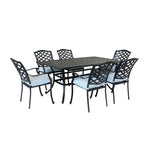 Ensemble de salle à manger rectangulaire Torino Aluminium 7 pièces avec 6 chaises à accoudoirs - N/A
