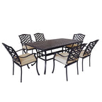 Ensemble de salle à manger rectangulaire Torino Aluminium 7 pièces avec 6 chaises à accoudoirs - N/A