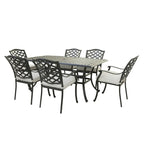 Ensemble de salle à manger rectangulaire Torino Aluminium 7 pièces avec 6 chaises à accoudoirs - N/A