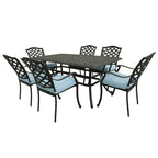 Ensemble de salle à manger rectangulaire Torino Aluminium 7 pièces avec 6 chaises à accoudoirs - N/A