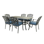 Ensemble de salle à manger rectangulaire Torino Aluminium 7 pièces avec 6 chaises à accoudoirs - N/A