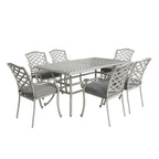 Ensemble de salle à manger rectangulaire Torino Aluminium 7 pièces avec 6 chaises à accoudoirs - N/A