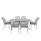 Ensemble de salle à manger rectangulaire Torino Aluminium 7 pièces avec 6 chaises à accoudoirs - N/A