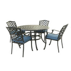 Ensemble de salle à manger rond 5 pièces en aluminium Torino avec 4 fauteuils - S.O.