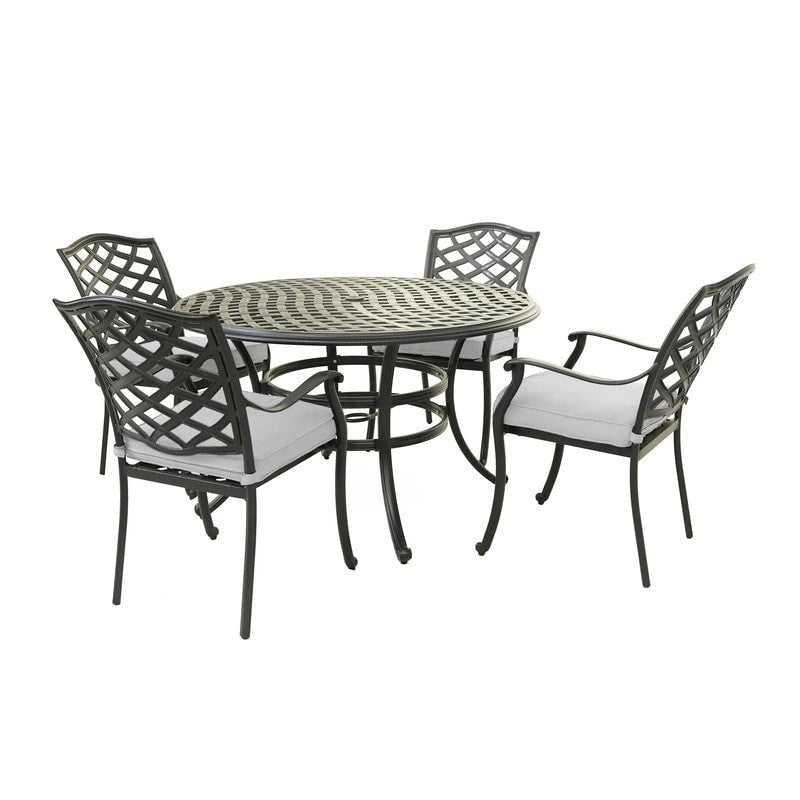 Ensemble de salle à manger rond 5 pièces en aluminium Torino avec 4 fauteuils - S.O.