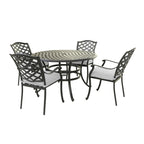 Ensemble de salle à manger rond 5 pièces en aluminium Torino avec 4 fauteuils - S.O.