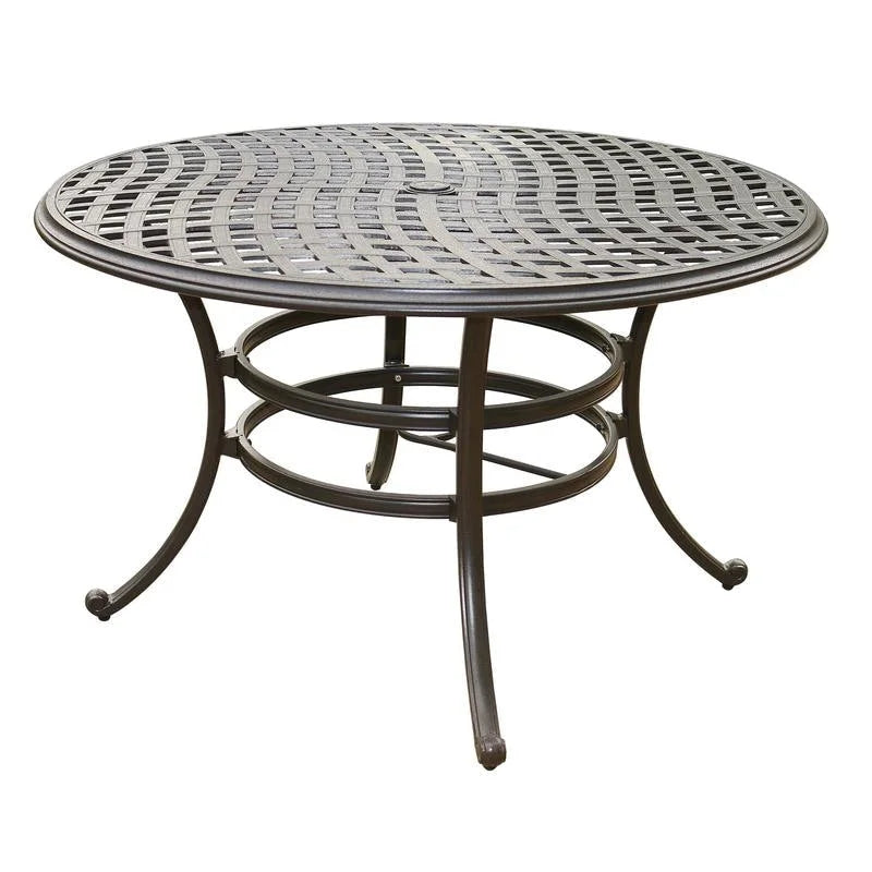 Ensemble de salle à manger rond 5 pièces en aluminium Torino avec 4 fauteuils - S.O.