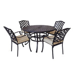 Ensemble de salle à manger rond 5 pièces en aluminium Torino avec 4 fauteuils - S.O.
