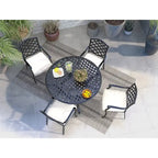 Ensemble de salle à manger rond 5 pièces en aluminium Torino avec 4 fauteuils - S.O.