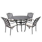Ensemble de salle à manger rond 5 pièces en aluminium Torino avec 4 fauteuils - S.O.