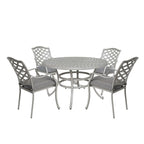 Ensemble de salle à manger rond 5 pièces en aluminium Torino avec 4 fauteuils - S.O.