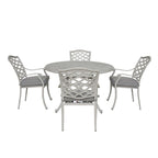 Ensemble de salle à manger rond 5 pièces en aluminium Torino avec 4 fauteuils - S.O.