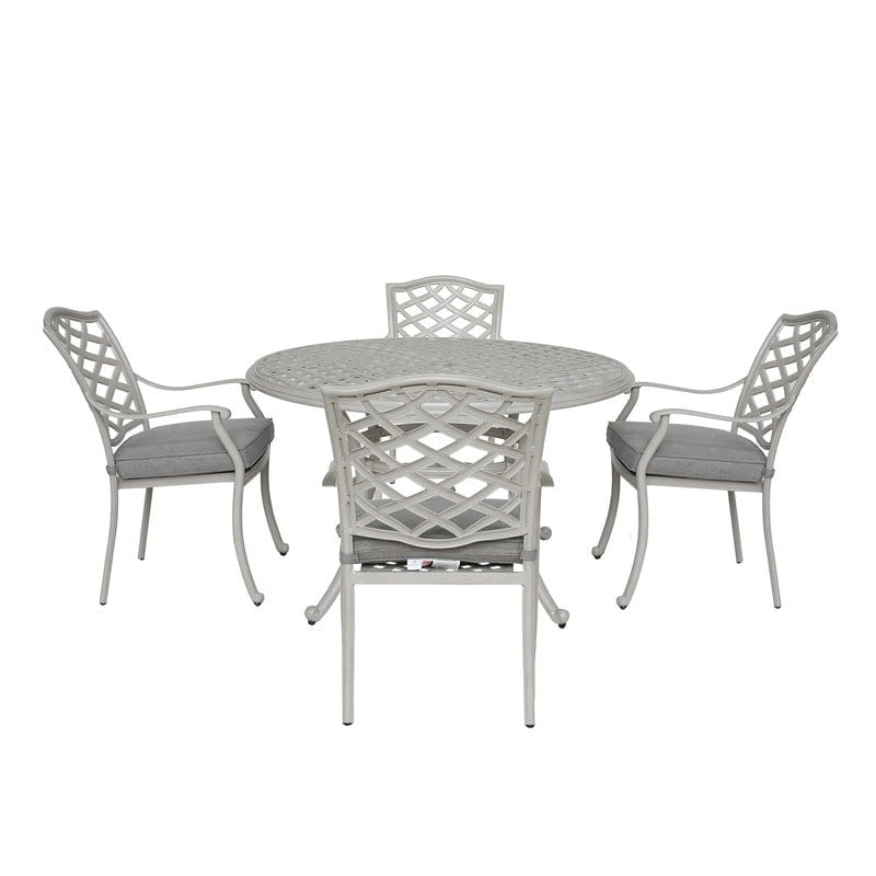 Ensemble de salle à manger rond 5 pièces en aluminium Torino avec 4 fauteuils - S.O.