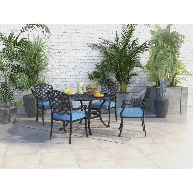 Ensemble de salle à manger rond 5 pièces en aluminium Torino avec 4 fauteuils - S.O.