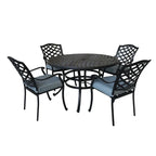 Ensemble de salle à manger rond 5 pièces en aluminium Torino avec 4 fauteuils - S.O.
