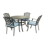Ensemble de salle à manger rond 5 pièces en aluminium Torino avec 4 fauteuils - S.O.