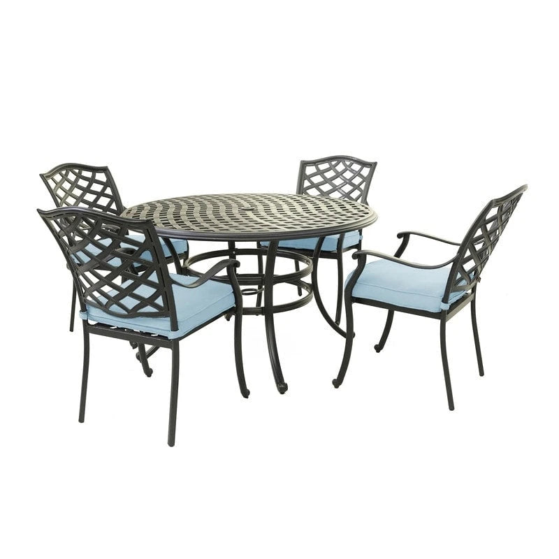 Ensemble de salle à manger rond 5 pièces en aluminium Torino avec 4 fauteuils - S.O.