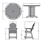 Ensemble de salle à manger 5 pièces Muskoka Adirondack hauteur comptoir 48 de qualité commerciale Highwood