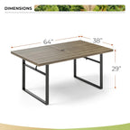 MAISON ARTS Ensemble de salle à manger de jardin 7 pièces avec table à manger marron à pieds en U en métal et chaises de salle à manger en métal