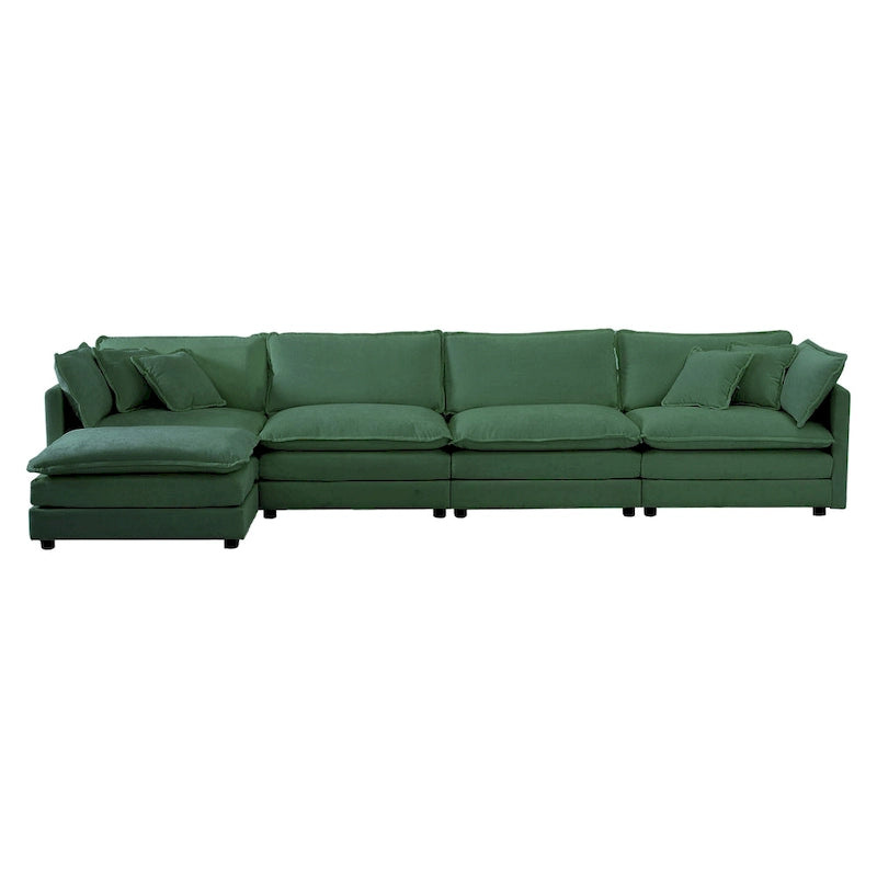 Canapé d'angle en U 5 places convertible avec 1 pouf
