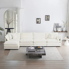 Canapé d'angle en U 5 places convertible avec 1 pouf